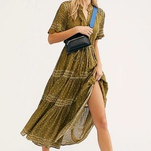 Free People rare feelings maxi green dress